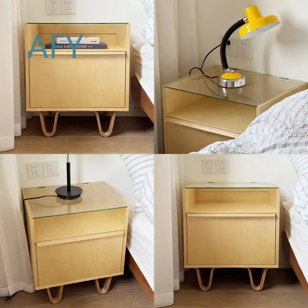 Muji Home Storage - 中世スタイルの無垢材ベッドサイドテーブル、寝室用、モダンでシンプルな狭い小型収納キャビネット、IKEA、MUJI、ターゲット向け