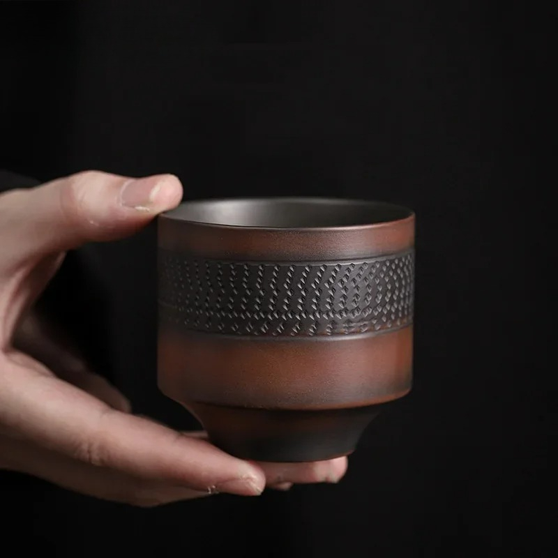 Celadon Ceramic Cup - 紫陶器の茶杯 手作りブラインドスクラブ大型マスターカップ セラミック製カンフー茶杯 香りを楽しむ茶杯 茶器セット 茶杯