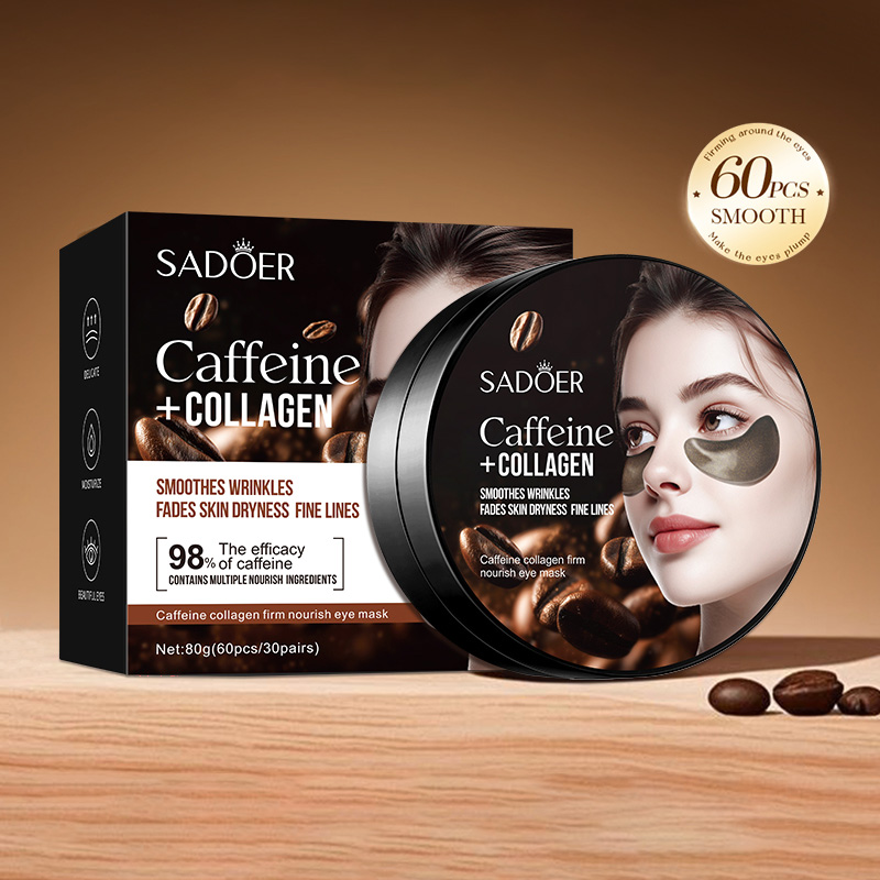 Sheet Mask Collagen - 60 個 SADOER カフェインクリスタルコラーゲンアイマスク抗くま抗老化抗しわ保湿アイパッチスキンケア