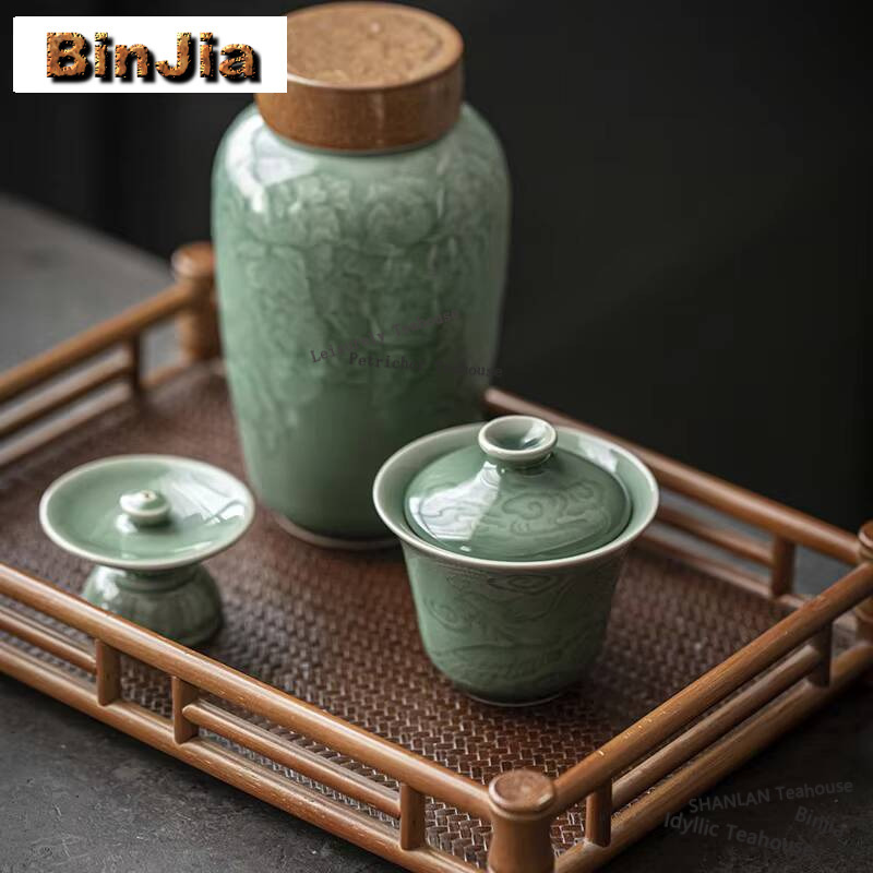 中国のティーセット,ゴイワンリリーフフェニックス,火傷防止テ - Celadon Ceramic Cup のレビューと価格