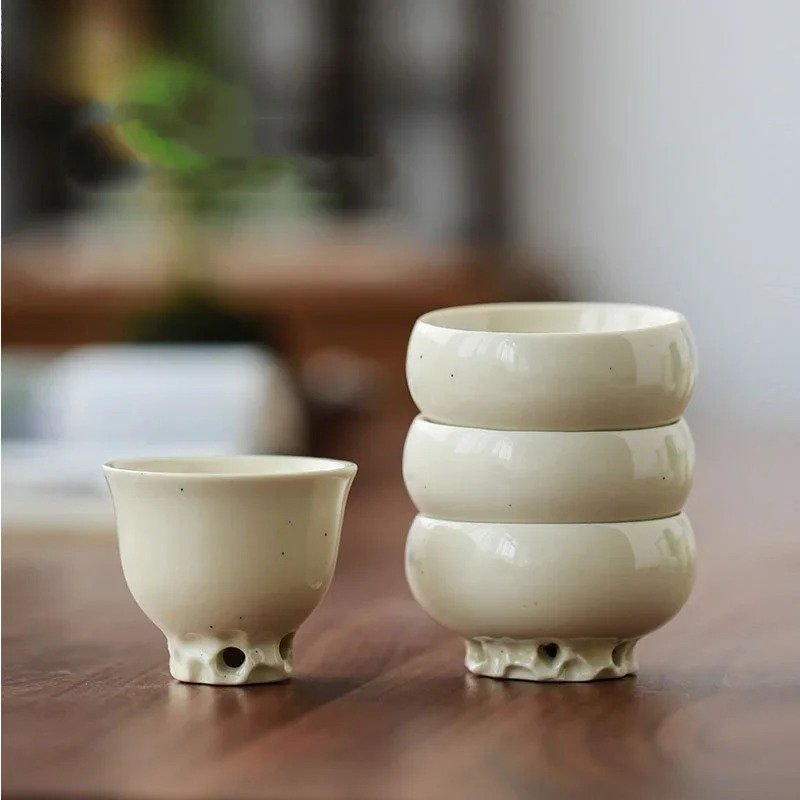 手作りのレトロな中国風ティーカップ、豆色の黄色釉薬セラミック - Celadon Ceramic Cup のレビューと価格